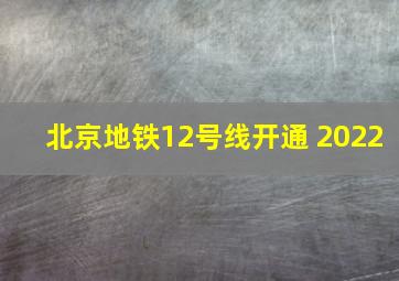 北京地铁12号线开通 2022